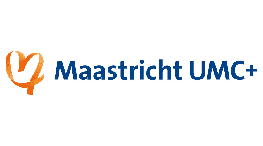 Maastricht UMC+ logo featuring an orange stylized heart and dark blue text.